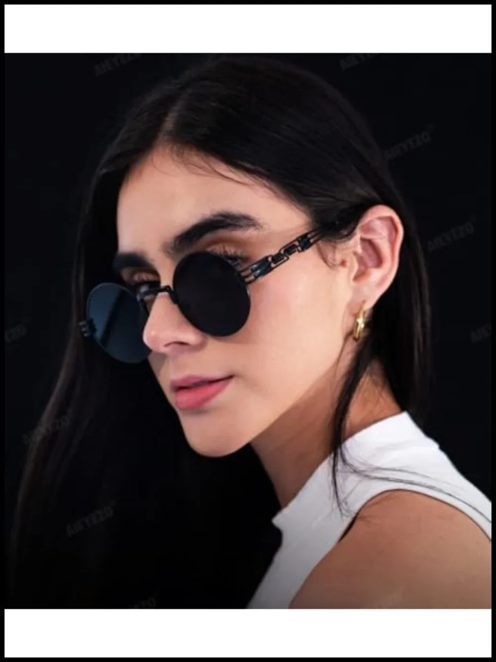 Round Steampunk Sunglasses Metal Frame UV Blocking Polarized